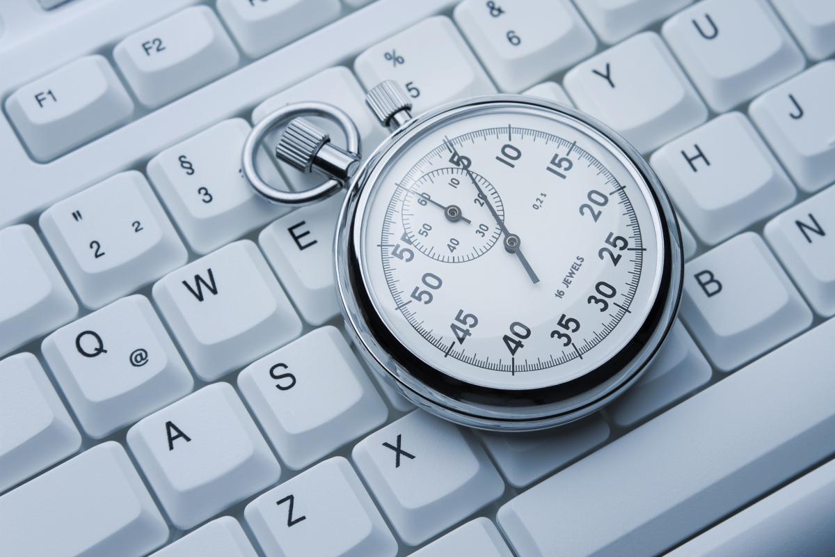 keyboard and stopwatch